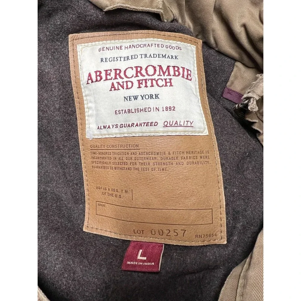 VINTAGE ABERCROMBIE & FITCH DISTRESSED MILITARY JACKET BROWN MEN'S SIZE LARGE‎